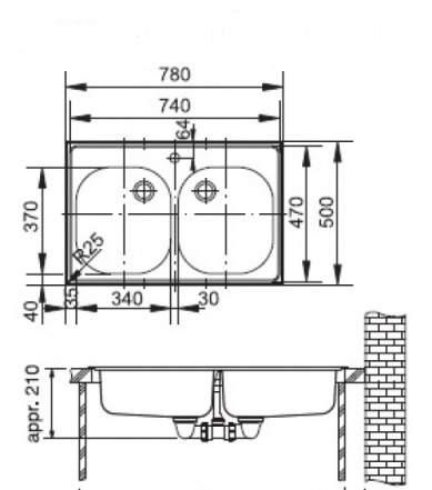 Мойка новая двойная Franke ETX 620-50