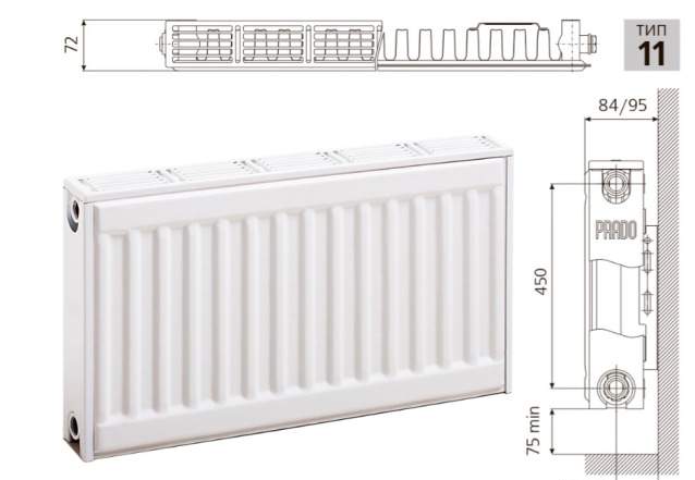 Стальной панельный радиатор «Прадо» 11х500х1400