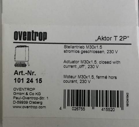 Сервопривод Oventrop Aktor T 2P 1012415