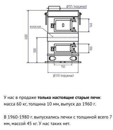 Буржуйка печь чугунная