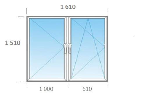 Двухкамерное окно Rehau Blitz (1510 ммх1610 мм)