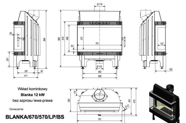 Камин Kratki Blanka/BS/LP 670/570 12