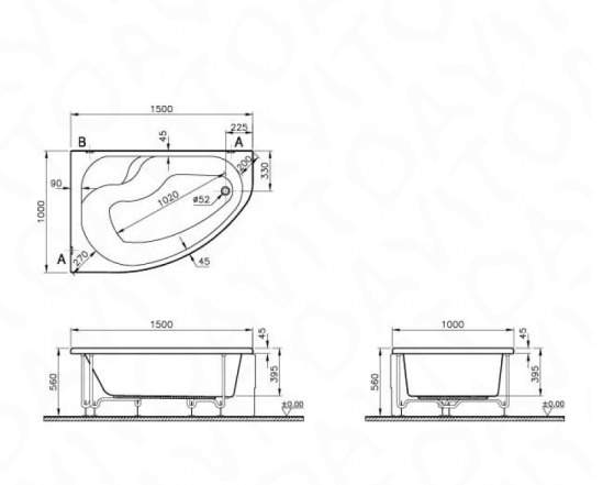 Новая Акриловая ванна Vitra Nysa 150x100 L 5079000