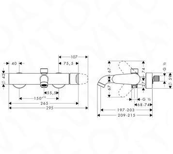 Смеситель для ванной HG AxorCitterioM арт.34420000