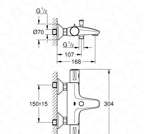 Смеситель для ванны термостатGrohe Precision Start