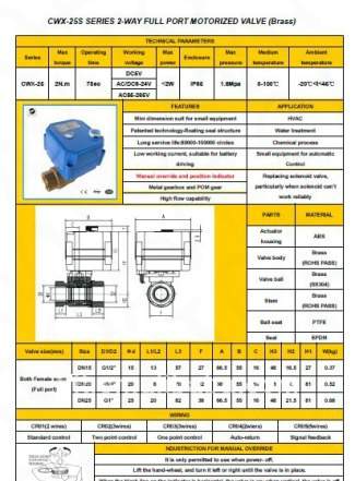 Кран шаровой с электроприводом CWX-25S 1/2 15мм