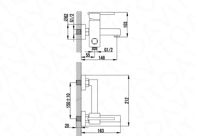 Manzzaro Quadro Смеситель для ванны