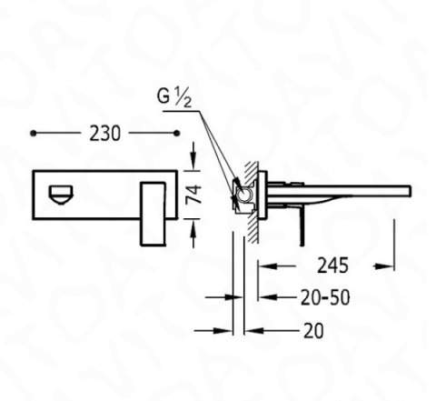 Смеситель для раковины tres Cuadro 620011 хром