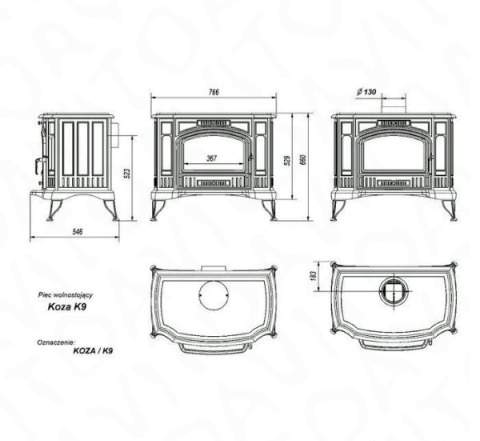 Печь-камин Koza k9. Kratki. Польша