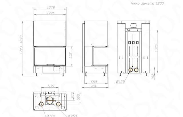 Топка каминная Экокамин дельта 1200