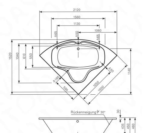 Акриловая ванна 1500х1500 Optica Mauersberger Герм