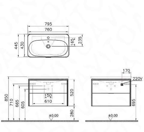 Тумба с раковиной Vitra Nest Trendy 80см антрацит