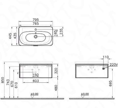 Тумба с раковиной Vitra Nest Trendy 80см антрацит