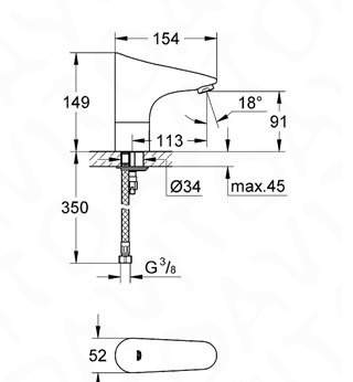 Смеситель инфракрасный электронный grohe 36208001