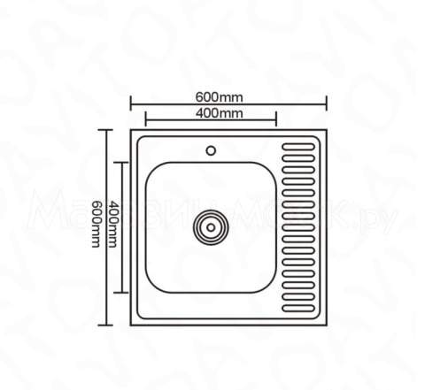 Накладная кухонная мойка Sinklight6060R-1P 0.8/180