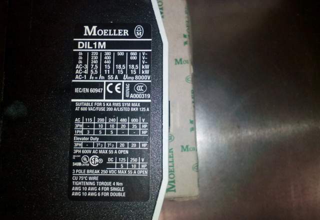 Контактор Moeller DIL1M (230v50hz, 240v60hz) 15kW